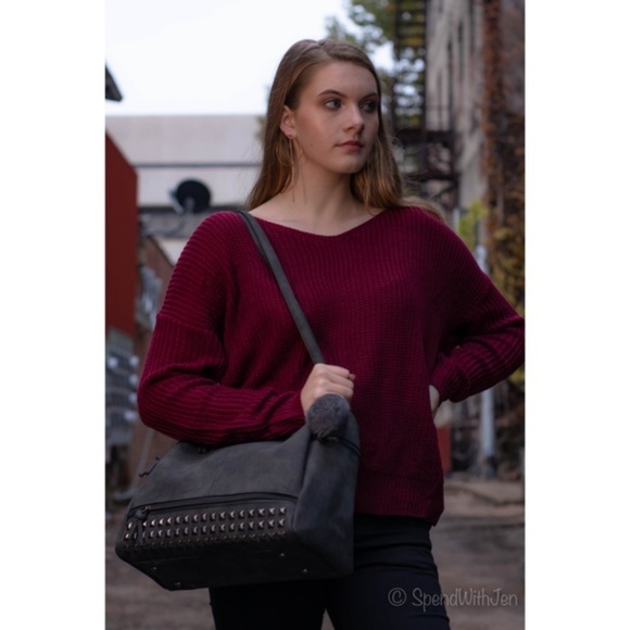 'Charlie' Vegan Leather Studded Crossbody - Picture 6 of 8